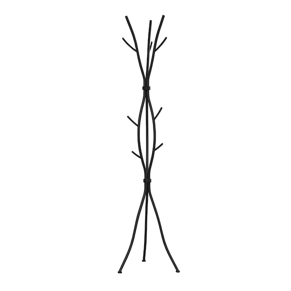 Monarch Specialties Coat Rack, Hall Tree, Free Standing, 11 Hooks, Entryway, 74"H, Bedroom, Metal, Black, Contemporary I 2062 - main
